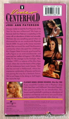 Playboy Video Centerfold: Playmate of the Year Jodi Ann Paterson - VHS Tape - Back Cover