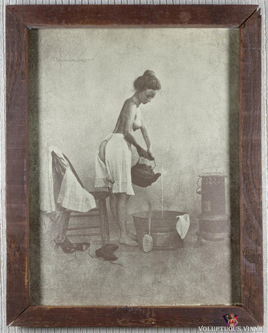 Rolland Hendrickson Framed Sepia Print Of Woman Preparing A Bath