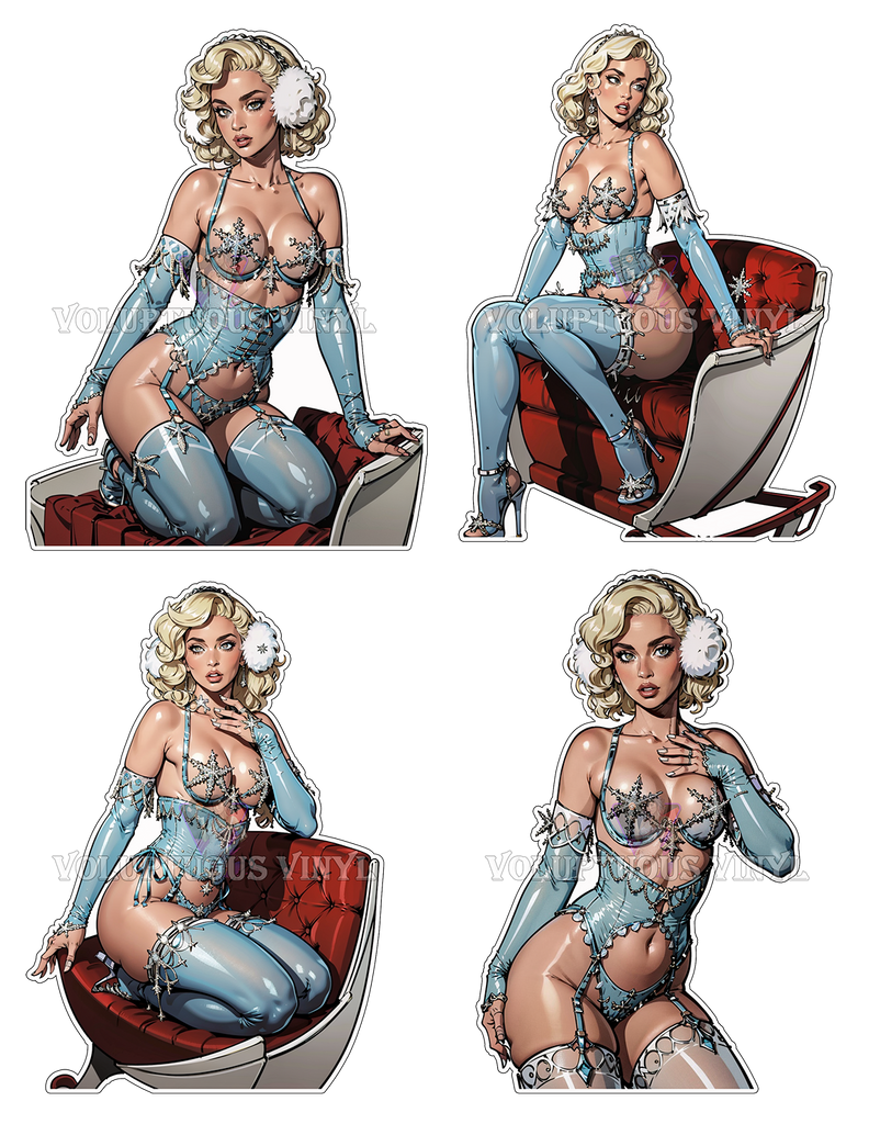 Sabrina Claudio ~ Christmas Blues: Snowflakes & Sleigh Bells ~ Deluxe Die Cut, Vinyl Sticker Set
