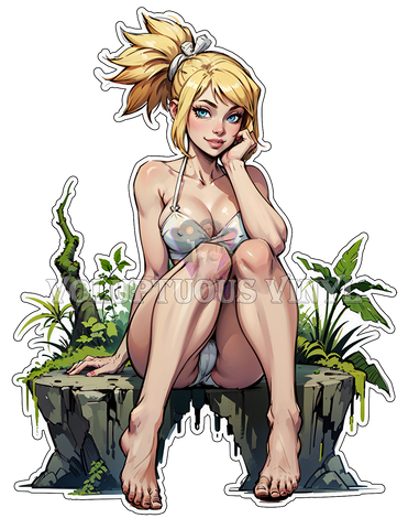 Stoned: Kohaku ~ White Bikini ~ Deluxe Die Cut, Vinyl Sticker