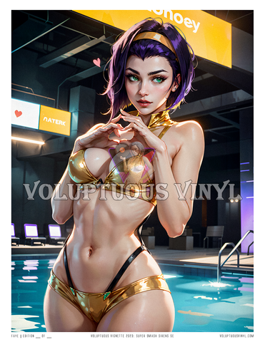 Super Smash Sirens SE (Swimsuit Edition): Faye ~ Art Print ~ Will You Be My Valentine?