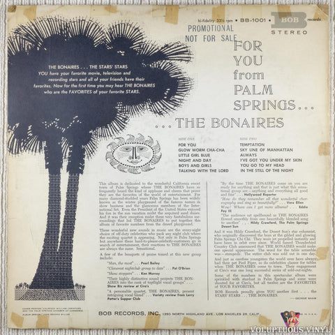 The Bonaires ‎– For You From Palm Springs vinyl record back cover