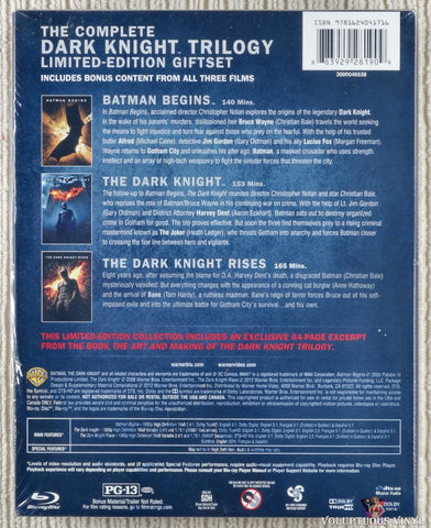 The Dark Knight Trilogy (Batman Begins / The Dark Knight / The Dark Knight Rises) Blu-ray back cover