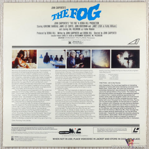 The Fog LaserDisc back cover