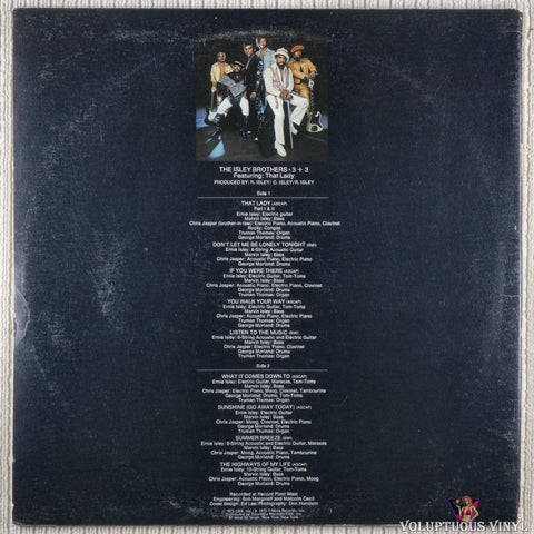 The Isley Brothers – 3 + 3 vinyl record back cover