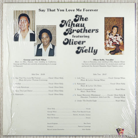 The Nihau Brothers Featuring Oliver Kelly – Say That You Love Me Forever vinyl record back cover