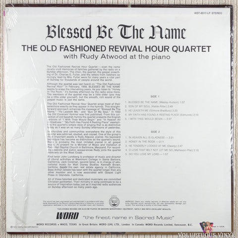The Old Fashioned Revival Hour Quartet With Rudy Atwood – Blessed Be The Name vinyl record back cover