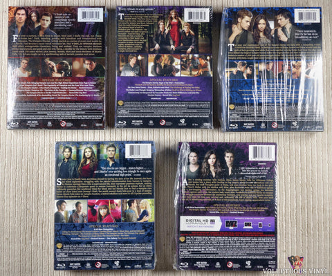The Vampire Diaries: Season 1, 2, 3, 4, & 5 Blu-ray back covers
