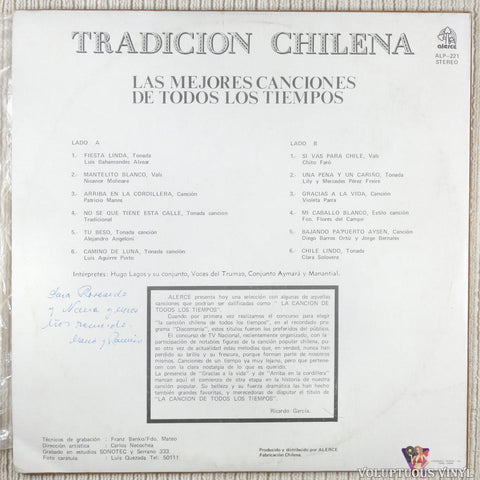 Various – Tradición Chilena - Las Mejores Canciones De Todos Los Tiempos vinyl record back cover