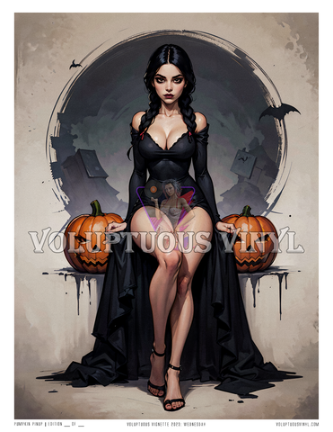 Wednesday: Pumpkin Pinup ~ Art Print ~ The Night Between Two Gourds