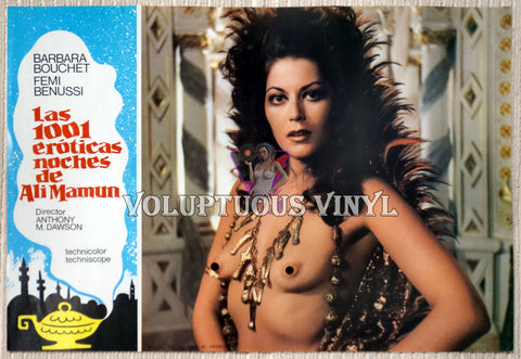 1001 Nights Of Pleasure [Las 1001 eróticas noches de Ali Mamun] (1979) - Spainish Lobby Card - Topless Harem girl