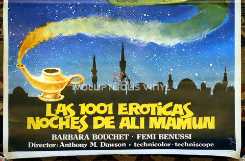 1001 Nights Of Pleasure [Las 1001 eróticas noches de Ali Mamun] (1979) - Spanish 1-Sheet - Barbara Bouchet On Magic Carpet - Bottom Half