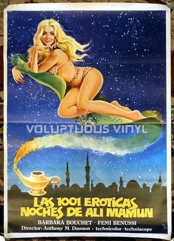 1001 Nights Of Pleasure (1979) - Spanish 1-Sheet - Barbara Bouchet On Magic Carpet