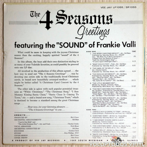 The 4 Seasons ‎– The 4 Seasons Greetings - Vinyl Record - Back Cover