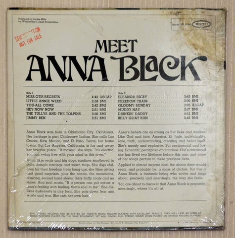 Anna Black ‎– Meet Anna Black vinyl record back cover