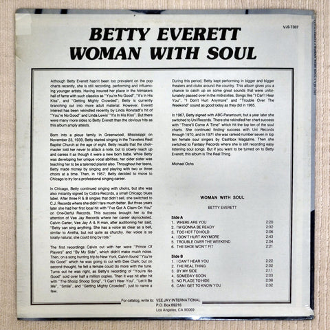 Betty Everett – Woman With Soul vinyl record back cover