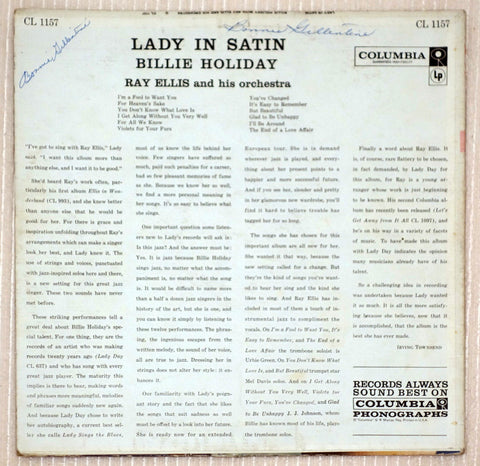 Billie Holiday With Ray Ellis And His Orchestra ‎Lady In Satin vinyl record back cover