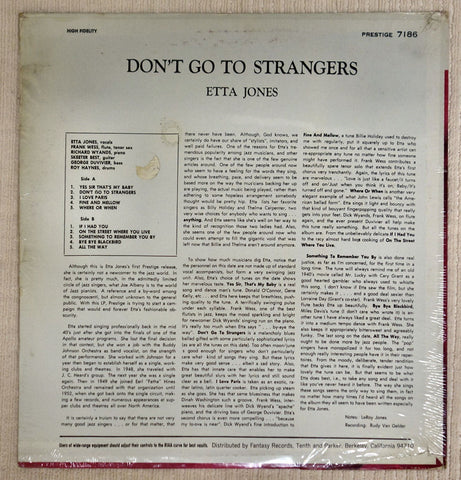 Etta Jones ‎– Don't Go To Strangers vinyl record back cover
