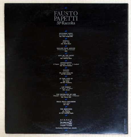Fausto Papetti - 31a Collection - Vinyl Record - Back Cover