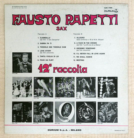 Fausto Papetti ‎– 12a Raccolta - Vinyl Record - Back Cover