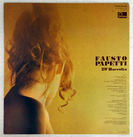 Fausto Papetti ‎– 29a Raccolta - Vinyl Record - Back Cover