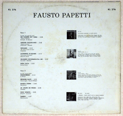 Fausto Papetti – Fausto Papetti vinyl record back cover