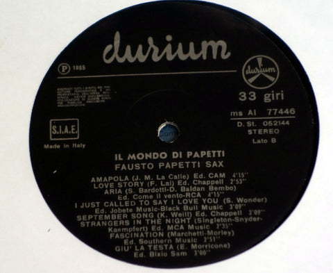 Fausto Papetti ‎– Il Mondo Di Papetti - Vinyl Record Label