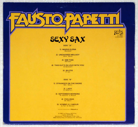 Fausto Papetti – Sexy Sax vinyl record back cover