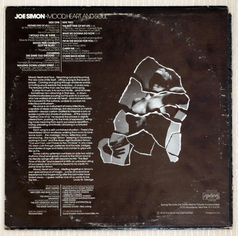 Joe Simon ‎– Mood, Heart And Soul vinyl record back cover