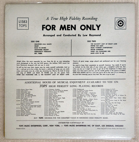 Lew Raymond – For Men Only vinyl record back cover