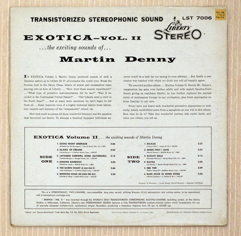 Martin Denny ‎– Exotica Volume II vinyl record back cover