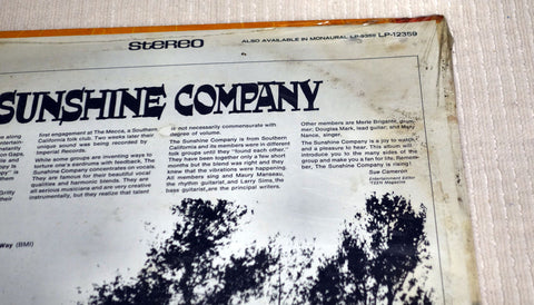 The Sunshine Company – Happy Is vinyl record back cover top right corner