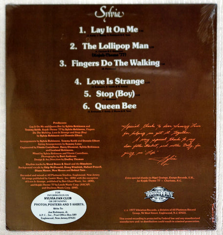 Sylvia – Lay It On Me vinyl record back cover