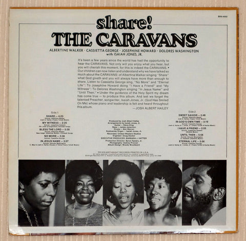 The Caravans ‎– Share! vinyl record back cover