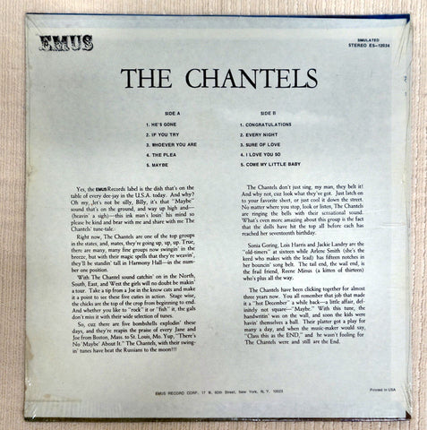 Back album cover for The Chantels recordThe Chantels – The Chantels vinyl record back cover