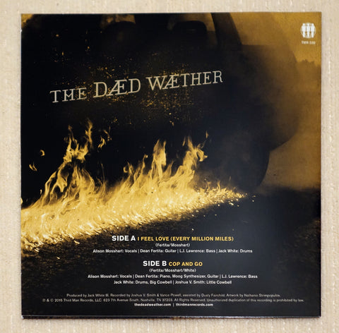 The Dead Weather ‎– Dodge And Burn - Vault 25 Limited Edition - Exclusive 7" Single Back Cover