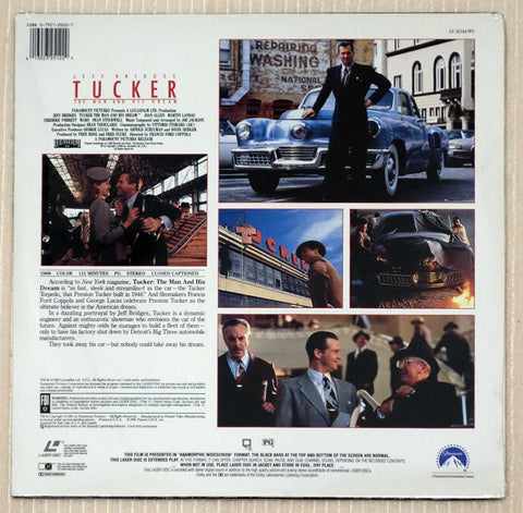 Tucker The Man and His Dream LaserDisc back cover