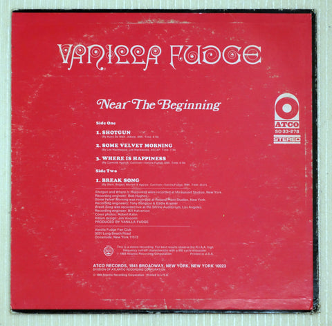 Vanilla Fudge ‎– Near The Beginning vinyl record back cover