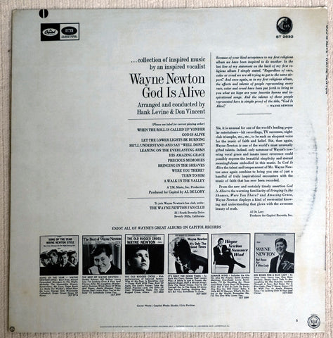 Wayne Newton – God Is Alive vinyl record back cover
