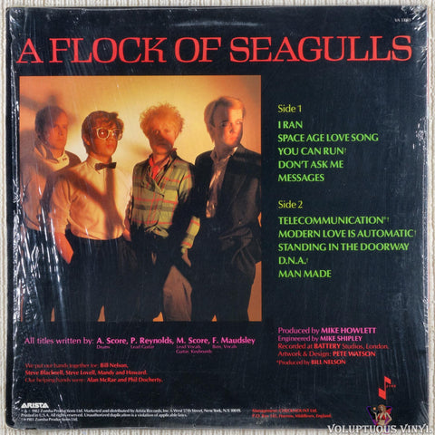 A Flock Of Seagulls ‎– A Flock Of Seagulls vinyl record back cover