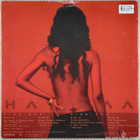 Aaliyah ‎– Aaliyah vinyl record back cover