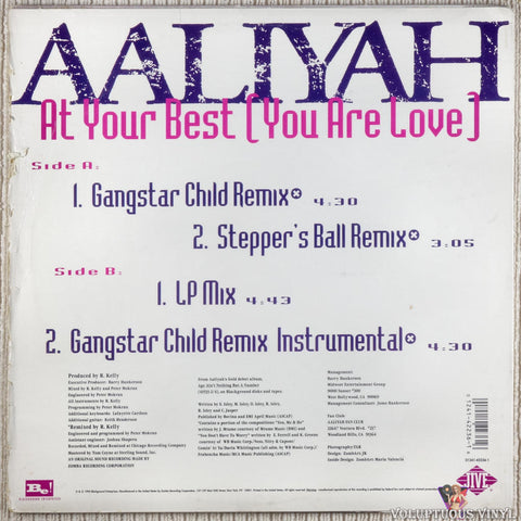 Aaliyah ‎– At Your Best (You Are Love) vinyl record back cover