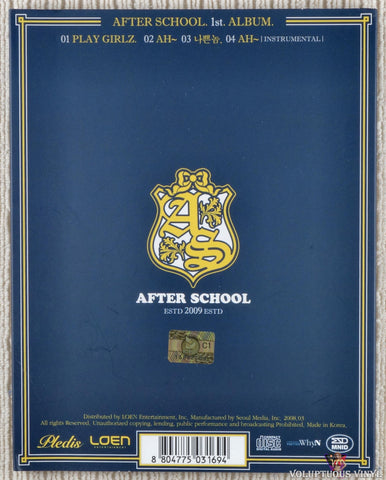 After School ‎– 1st Album: New Schoolgirl CD back cover