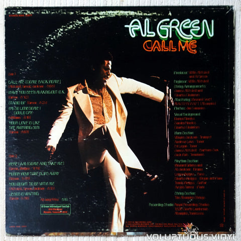 Al Green ‎– Call Me vinyl record back cover