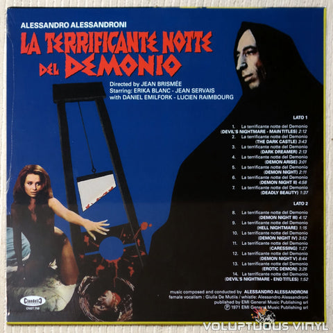 Alessandro Alessandroni ‎– La Terrificante Notte Del Demonio vinyl record back cover