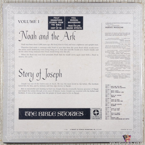 Alexander Scourby – The Power Of Faith Presents Stories From The Bible Volume I vinyl record back cover