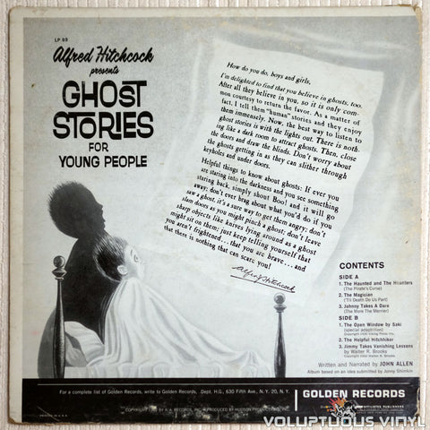 Alfred Hitchcock ‎– Alfred Hitchcock Presents Ghost Stories For Young People - Vinyl Record - Back Cover