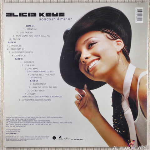 Alicia Keys ‎– Songs In A Minor vinyl record back cover