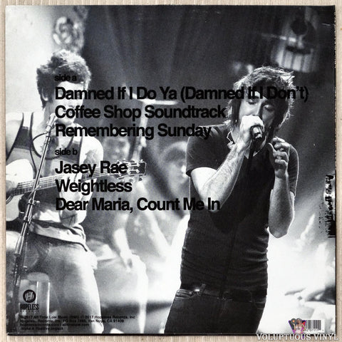 All Time Low ‎– MTV Unplugged vinyl record back cover