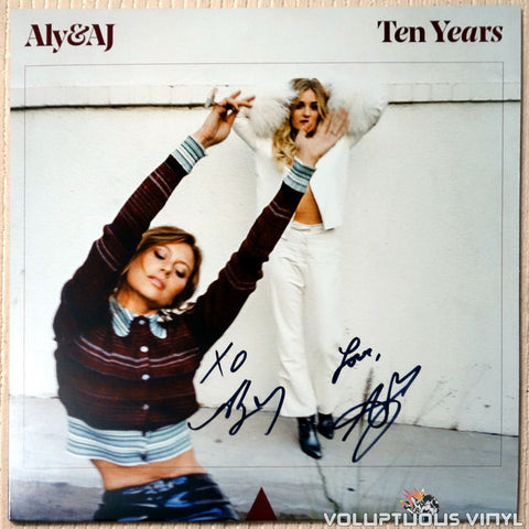 Aly & AJ Ten Years vinyl record autographed front cover